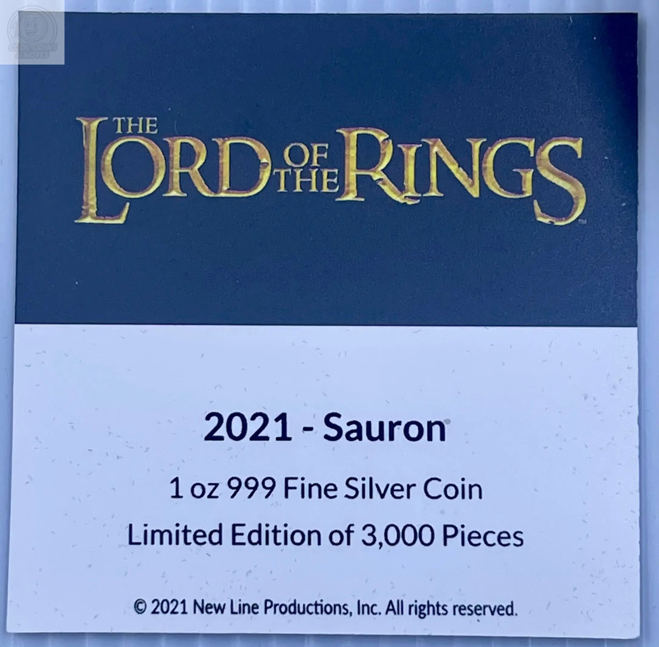 2021 .999 Silver Coin The Lord of the Rings™ Sauron 1 Oz $2 ONLY 3000 MINTED Cool Coins & Notes